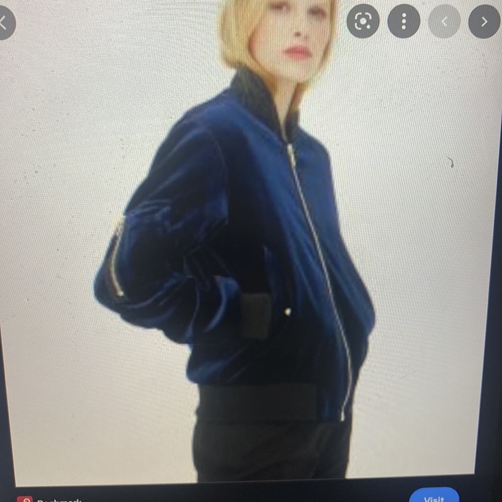 Sandro Ventura Navy velvet zip bomber jacket